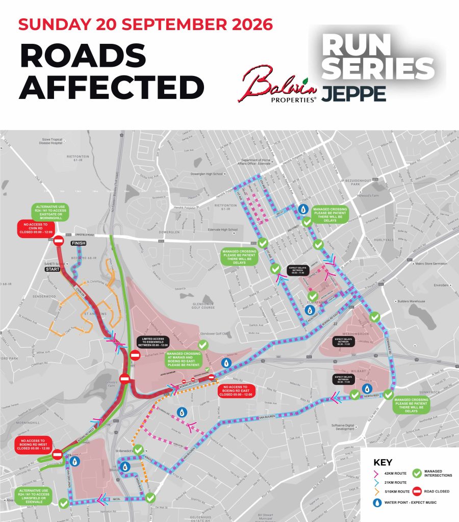 Road Closure Map Jeppe Marathon