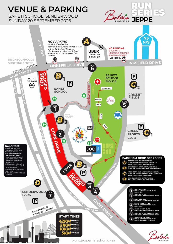 venue map and layout at jeppe marathon